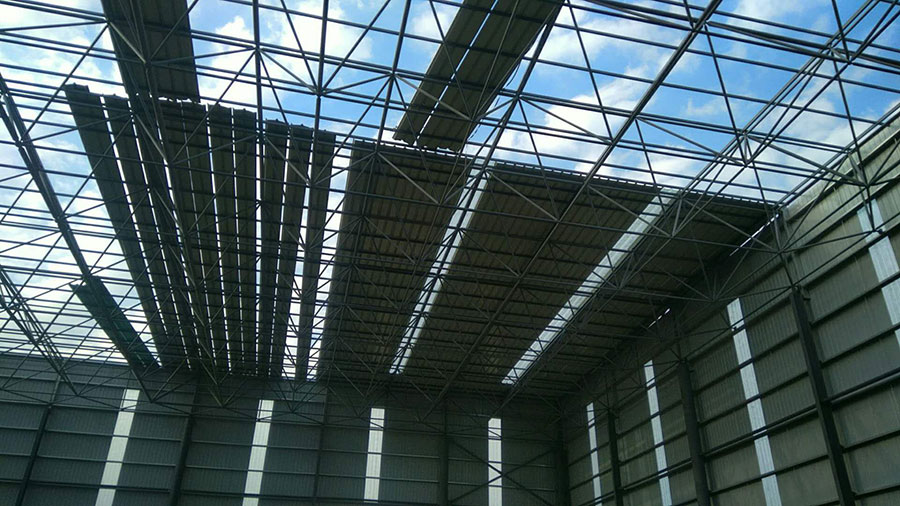 棗莊市樂豐建材有限公司50mx80m網(wǎng)架封閉工程